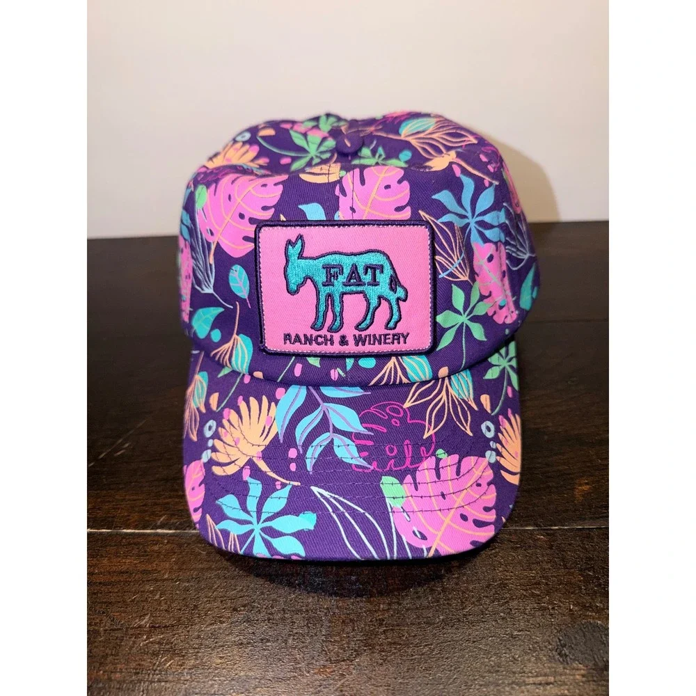 FAT Ranch & Winery Tropical‎ Pink Purple Floral Print Baseball Cap